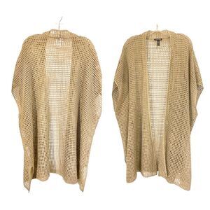 Eileen Fisher Open Stitch Longline Organic Linen Cardigan Sz XL